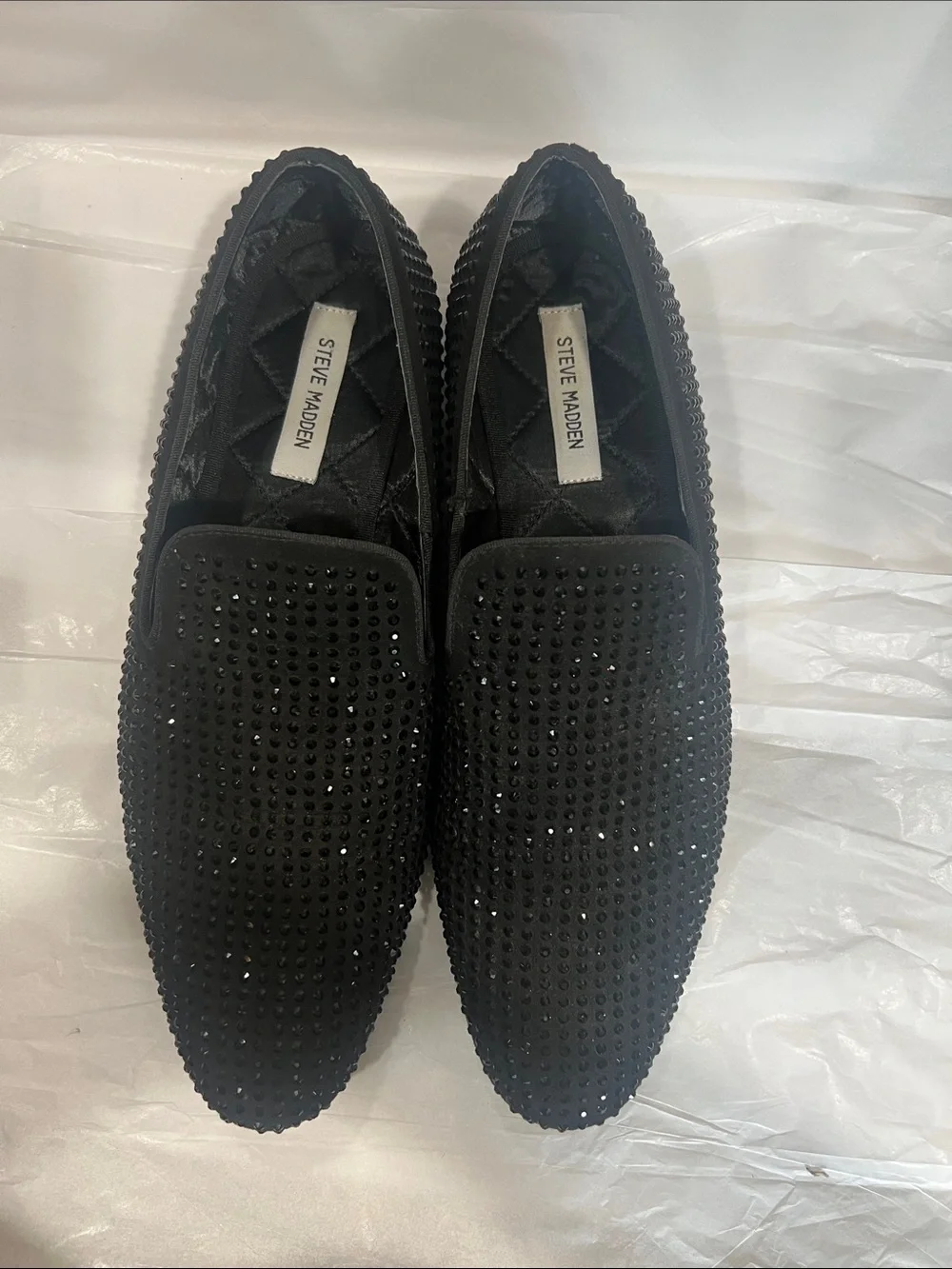 Steve Madden Black Dazzlee Studded Slip-On Loafers